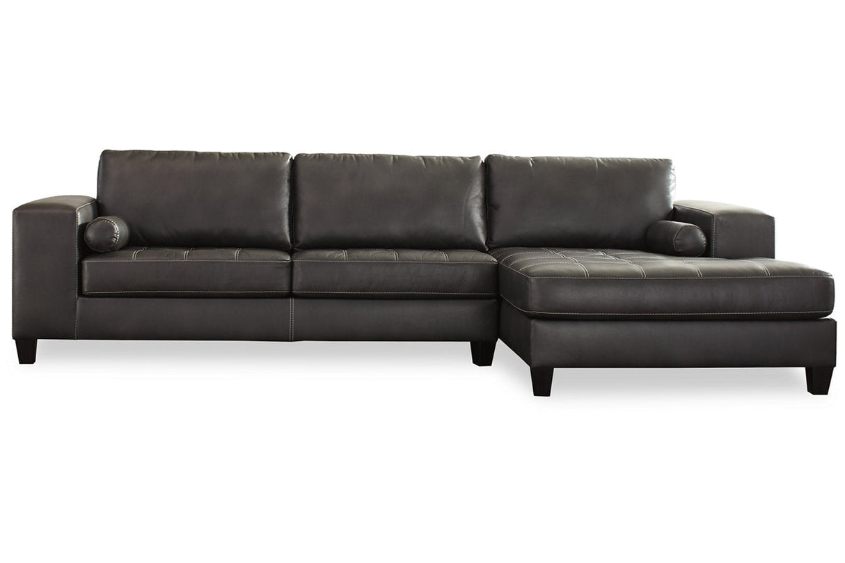 Nokomis Charcoal 2-Piece Sectional with Chaise and Oversized Accent Ottoman