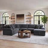 Ridge Dark Gray Corduroy 3-Piece Right Side Chaise Sectional with Pull-out Bed and Hidden Storage by Homelegance at Eve Furniture
