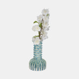 9" Coastal Ribbed Bud Vase Reactive Finish, Blue
