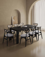 9-Piece Rockaway 70.86 Dining Set in Black with 8 Colbert Dining Chairs by Manhattan Comfort at Eve Furniture