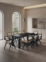 9-Piece Rockaway 70.86 Dining Set in Black with 8 Hamlet Side and Arm Chairs by Manhattan Comfort at Eve Furniture
