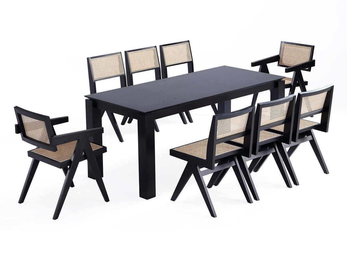 9-Piece Rockaway 70.86 Dining Set in Black with 8 Hamlet Side and Arm Chairs by Manhattan Comfort at Eve Furniture