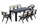 9-Piece Rockaway 70.86 Dining Set in Black with 8 Hamlet Side and Arm Chairs by Manhattan Comfort at Eve Furniture