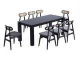 9-Piece Rockaway 70.86 Dining Set in Black with 8 Paragon 1.0 Dining Chairs by Manhattan Comfort at Eve Furniture