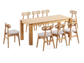 9-Piece Rockaway 70.86 Dining Set in Nature with 8 Colbert Dining Chairs by Manhattan Comfort at Eve Furniture