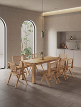 9-Piece Rockaway 70.86 Dining Set in Nature with 8 Hamlet Side and Arm Chairs by Manhattan Comfort at Eve Furniture