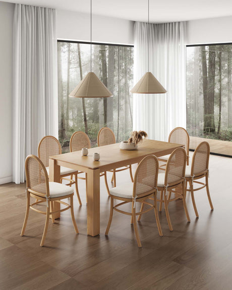 9-Piece Rockaway 70.86 Dining Set in Nature with 8 Paragon 1.0 Dining Chairs by Manhattan Comfort at Eve Furniture