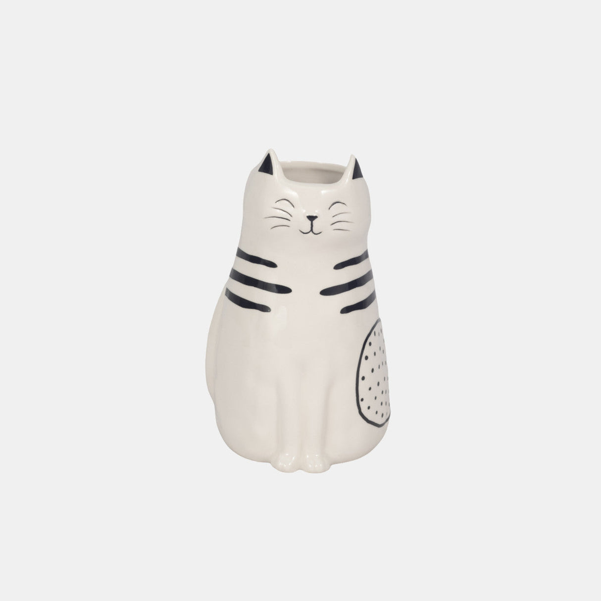 9" Sitting Pretty Kitty With Vase Opening, White/b