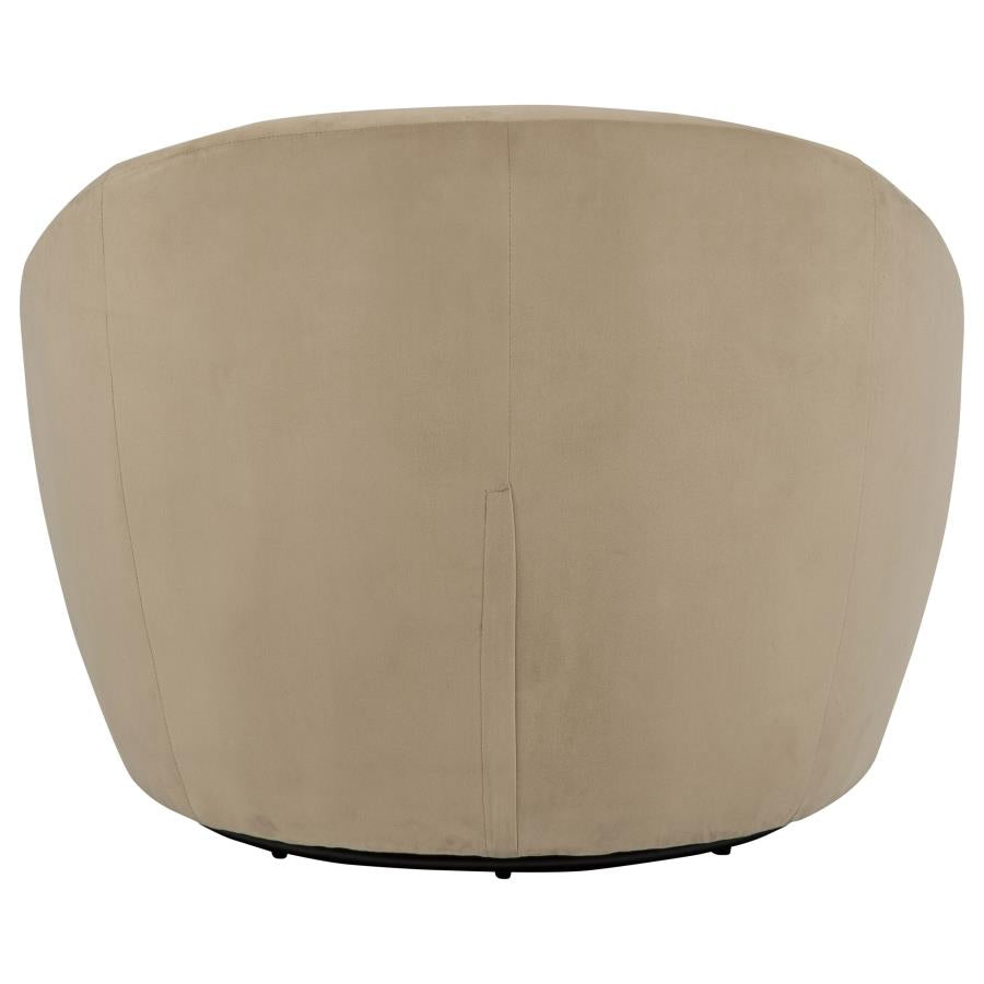 Myernick Camel Velvet Upholstered Swivel Accent Chair by Coaster at Eve Furniture