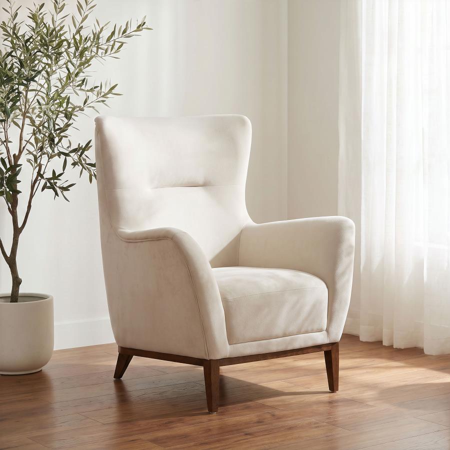 Catala Ivory/Coffee Upholstered High Back Accent Chair by Coaster at Eve Furniture