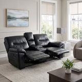Maverick Black Double Reclining Love Seat with Center Console by Homelegance at Eve Furniture