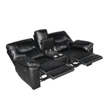 Maverick Black Double Reclining Love Seat with Center Console by Homelegance at Eve Furniture