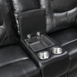 Maverick Black Double Reclining Love Seat with Center Console by Homelegance at Eve Furniture