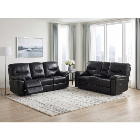 Maverick Black Double Reclining Love Seat with Center Console by Homelegance at Eve Furniture