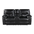 Maverick Black Double Reclining Love Seat with Center Console by Homelegance at Eve Furniture