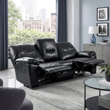 Maverick Black Double Reclining Sofa with Drop-Down Cup Holders by Homelegance at Eve Furniture