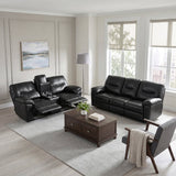 Maverick Black Double Reclining Sofa with Drop-Down Cup Holders by Homelegance at Eve Furniture