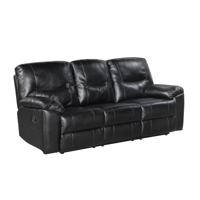 Maverick Black Double Reclining Sofa with Drop-Down Cup Holders by Homelegance at Eve Furniture