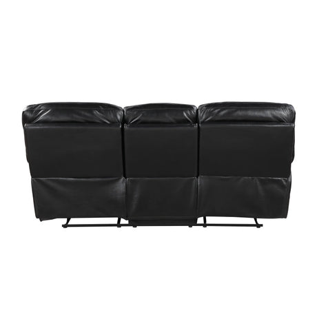 Maverick Black Double Reclining Sofa with Drop-Down Cup Holders by Homelegance at Eve Furniture