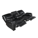 Maverick Black Double Reclining Sofa with Drop-Down Cup Holders by Homelegance at Eve Furniture