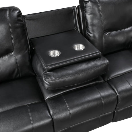 Maverick Black Double Reclining Sofa with Drop-Down Cup Holders by Homelegance at Eve Furniture