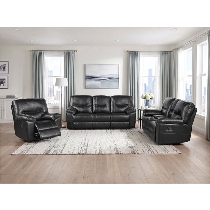 Maverick Black Double Reclining Sofa with Drop-Down Cup Holders by Homelegance at Eve Furniture