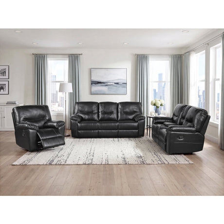 Maverick Black Double Reclining Sofa with Drop-Down Cup Holders by Homelegance at Eve Furniture