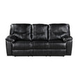 Maverick Black Double Reclining Sofa with Drop-Down Cup Holders by Homelegance at Eve Furniture