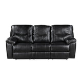 Maverick Black Double Reclining Sofa with Drop-Down Cup Holders by Homelegance at Eve Furniture