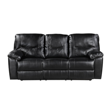 Maverick Black Double Reclining Sofa with Drop-Down Cup Holders by Homelegance at Eve Furniture