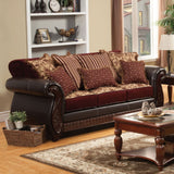 Franklin Burgundy/Espresso Sofa by Furniture of America at Eve Furniture