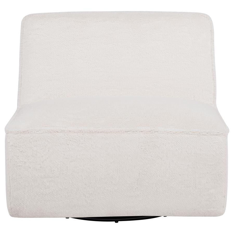Badoer Faux Fur Swivel Accent Chair Ecru by Coaster at Eve Furniture