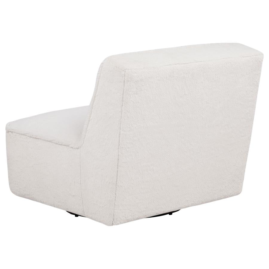Badoer Faux Fur Swivel Accent Chair Ecru by Coaster at Eve Furniture