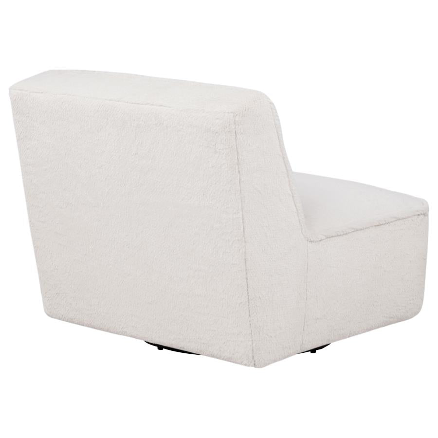 Badoer Faux Fur Swivel Accent Chair Ecru by Coaster at Eve Furniture