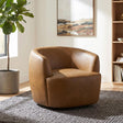 Hudson Cognac Faux Leather Swivel Accent Chair by Coaster at Eve Furniture