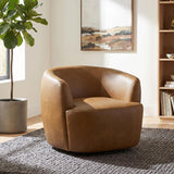 Hudson Cognac Faux Leather Swivel Accent Chair by Coaster at Eve Furniture