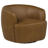 Hudson Cognac Faux Leather Swivel Accent Chair by Coaster at Eve Furniture