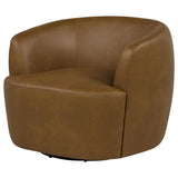 Hudson Cognac Faux Leather Swivel Accent Chair by Coaster at Eve Furniture