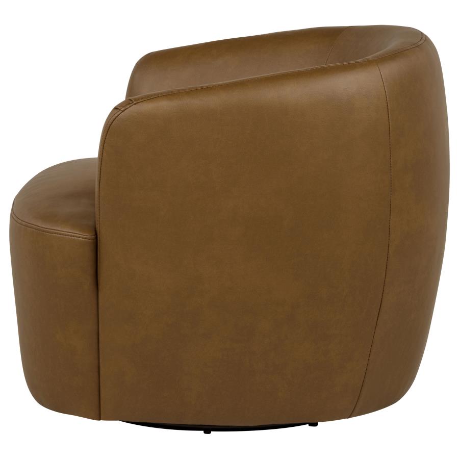Hudson Cognac Faux Leather Swivel Accent Chair by Coaster at Eve Furniture