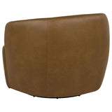 Hudson Cognac Faux Leather Swivel Accent Chair by Coaster at Eve Furniture