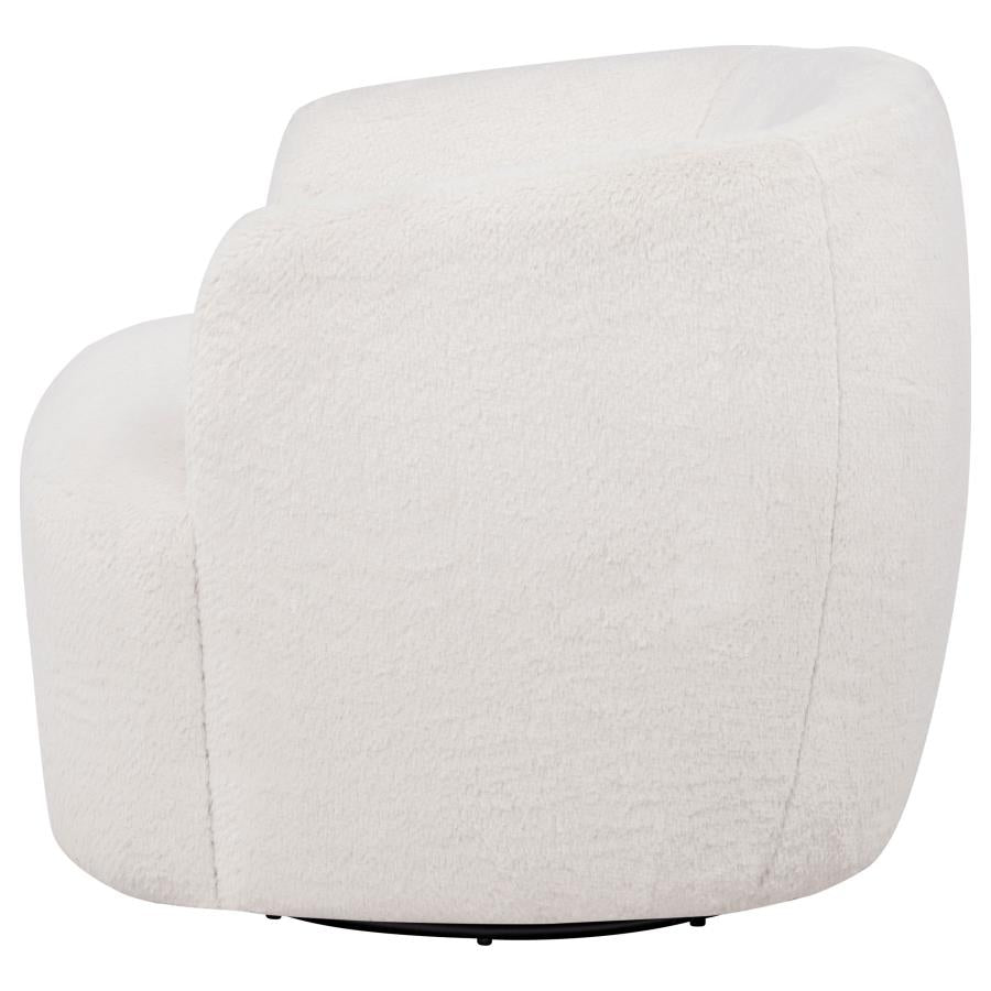 Hudson Faux Fur Swivel Accent Chair Ecru by Coaster at Eve Furniture