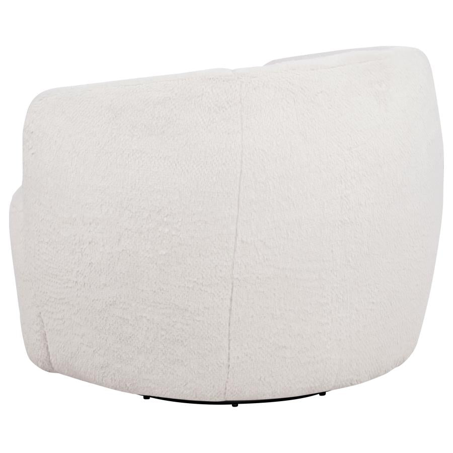 Hudson Faux Fur Swivel Accent Chair Ecru by Coaster at Eve Furniture