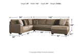 Abalone Chocolate 3-Piece Sectional with Chaise