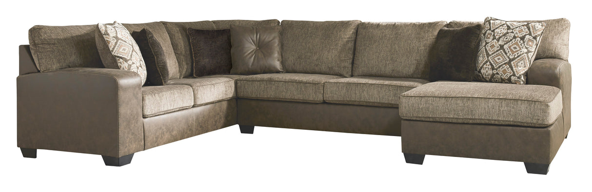 Abalone Chocolate 3-Piece RAF Chaise Sectional