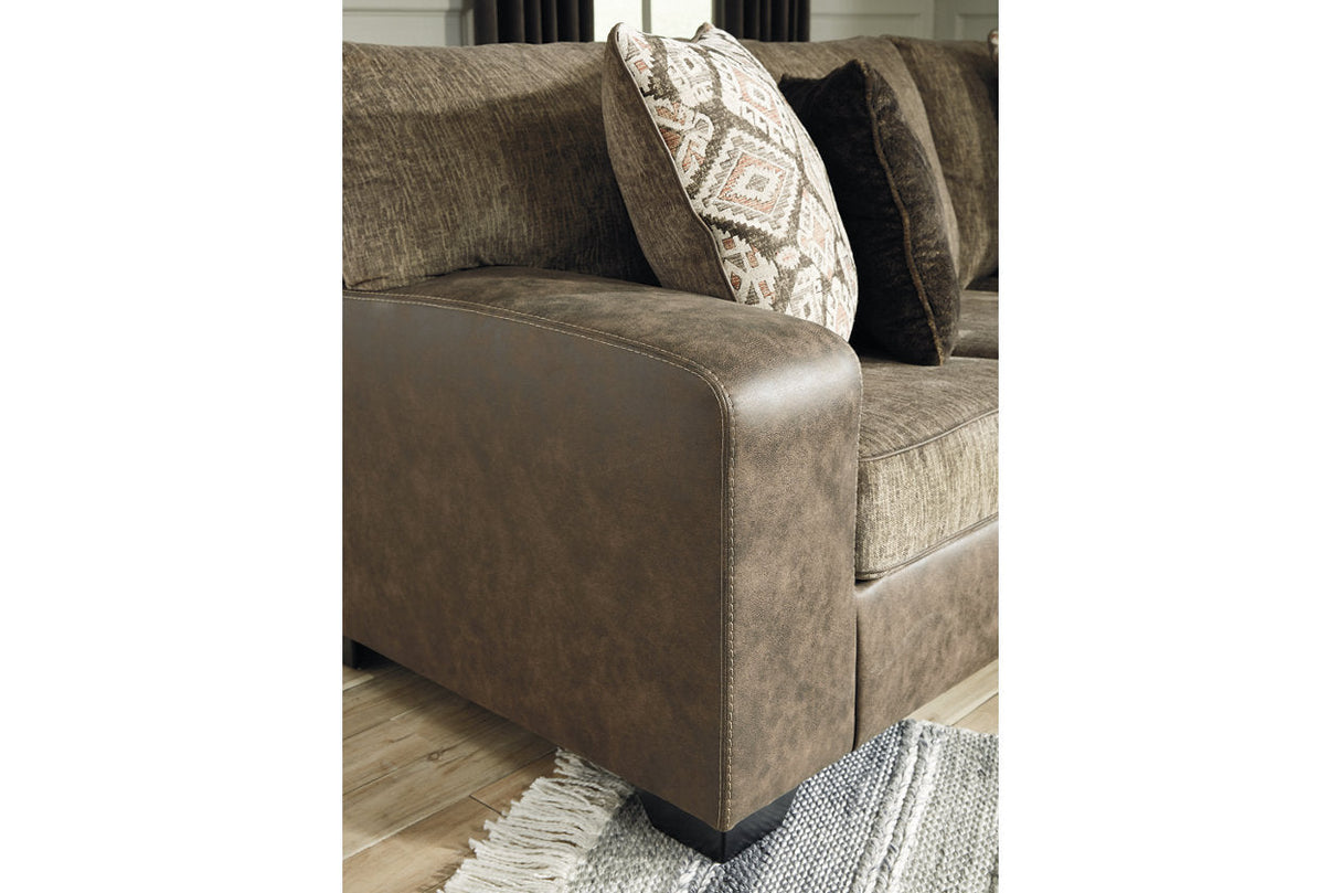 Abalone Chocolate 3-Piece Sectional with Chaise