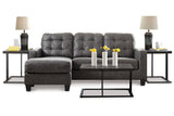 Venaldi Gunmetal Sofa Chaise with Occasional Table Set and Lamps