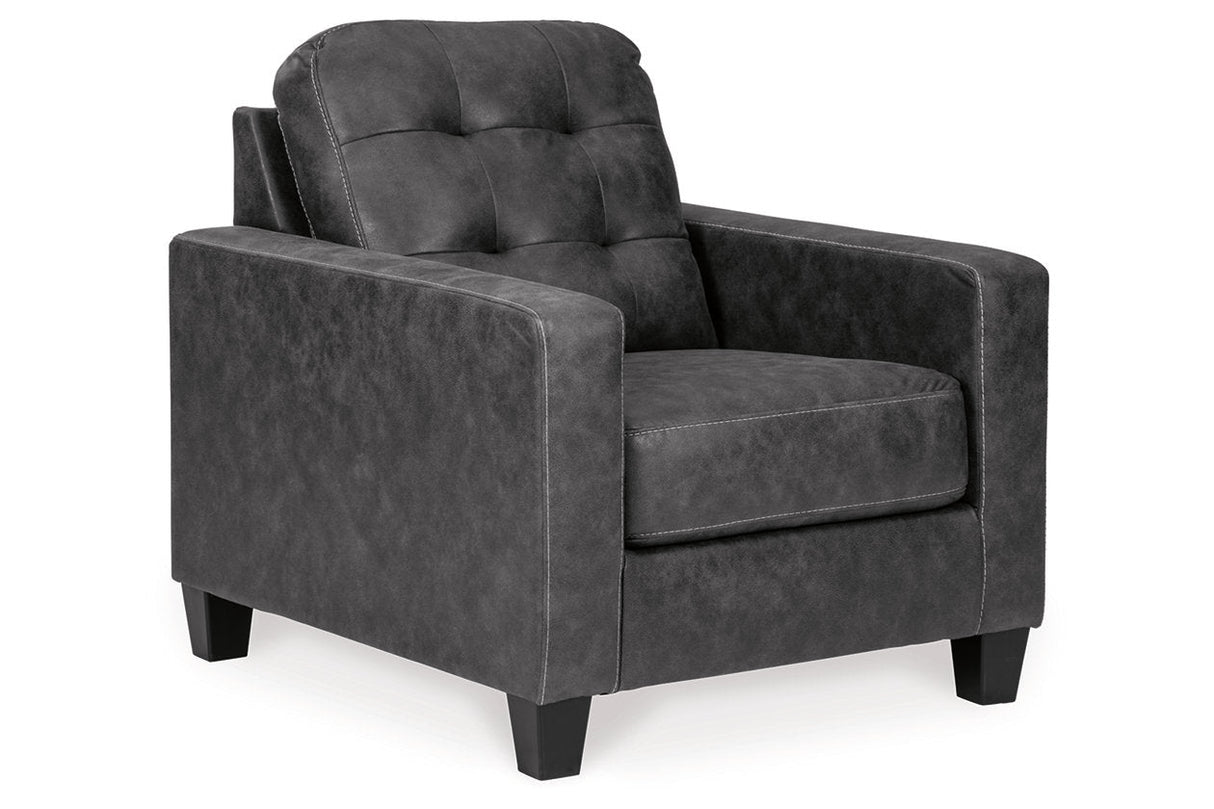 Venaldi Gunmetal Chair and Ottoman