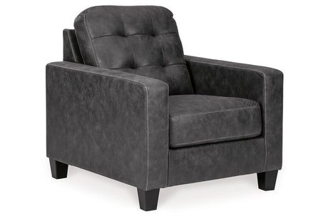 Venaldi Gunmetal Sofa Chaise, Chair, and Ottoman