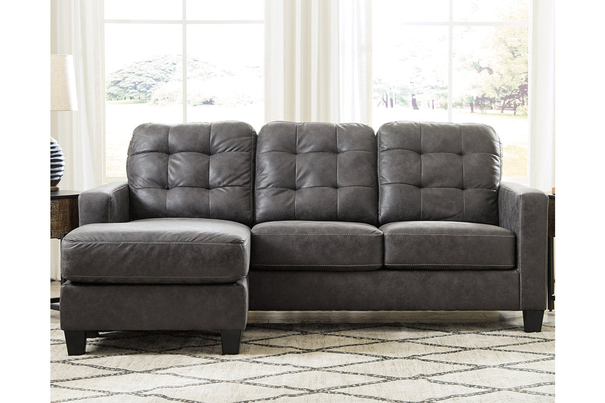 Venaldi Gunmetal Sofa Chaise with Occasional Table Set and Lamps