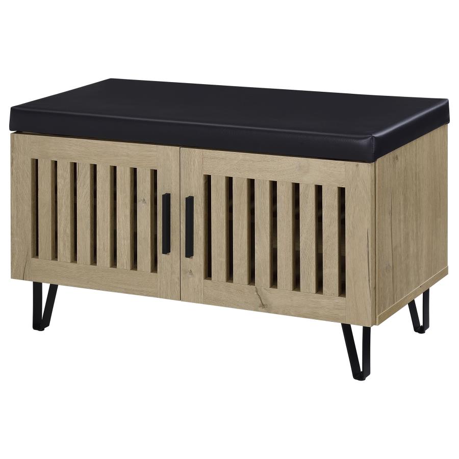 Brixton White Oak 2-Door Padded Entryway Shoe Storage